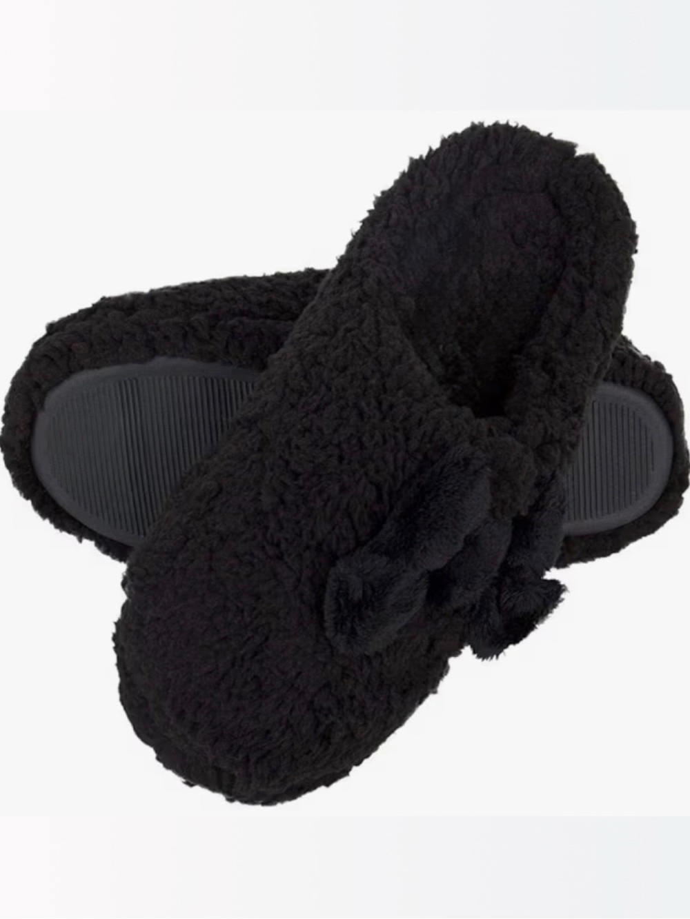 Jessica Simpson Black Plush Marshmellow Slides Slip-On Memory Foam Slippers
